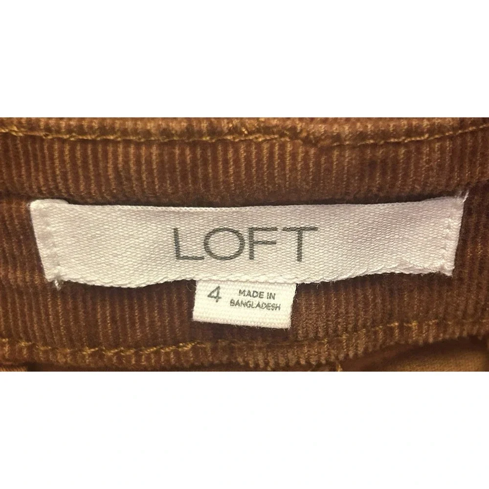 Loft Palmer Wide Leg Women's Pants Size 4 Tan Brown Corduroy High Rise Stretch - Picture 7 of 9
